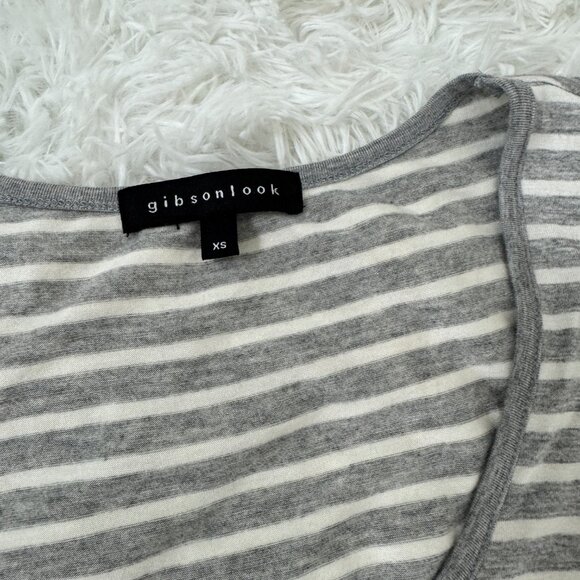 GIBSON Ruched Side Tank Dress Striped Gray Size XS EUC - Picture 4 of 9